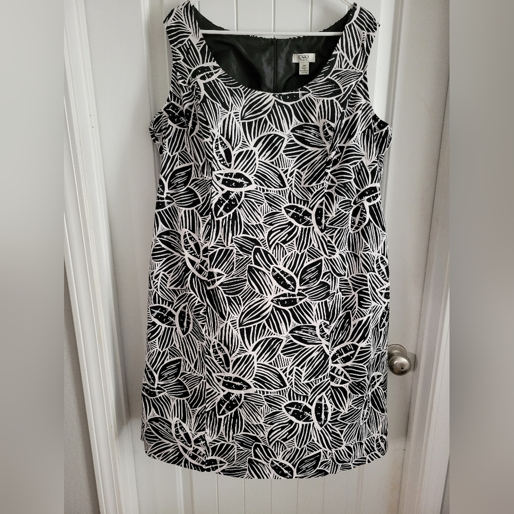 Catos Women Sleeveless Black and White Print Dress 20W Made in USA ❤️